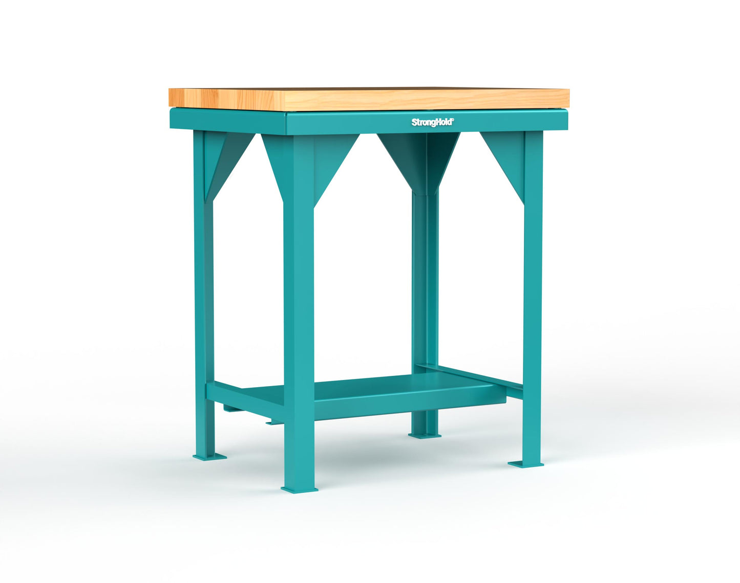 Extreme Duty 7 GA Shop Table with 1 3/4 in. Maple Top, 1 Shelf - 30 In. W x 24 In. D x 34 In. H - T3024-MT-5021