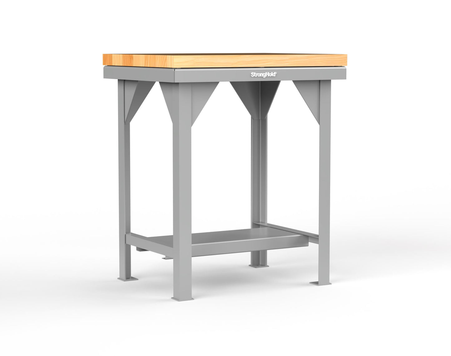 Extreme Duty 7 GA Shop Table with 1 3/4 in. Maple Top, 1 Shelf - 30 In. W x 24 In. D x 34 In. H - T3024-MT-7037