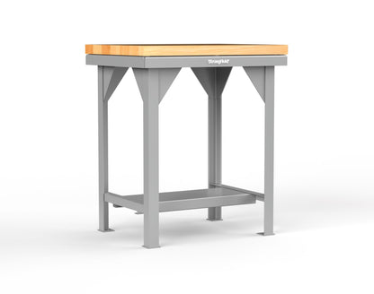 Extreme Duty 7 GA Shop Table with 1 3/4 in. Maple Top, 1 Shelf - 30 In. W x 24 In. D x 34 In. H - T3024-MT-7037