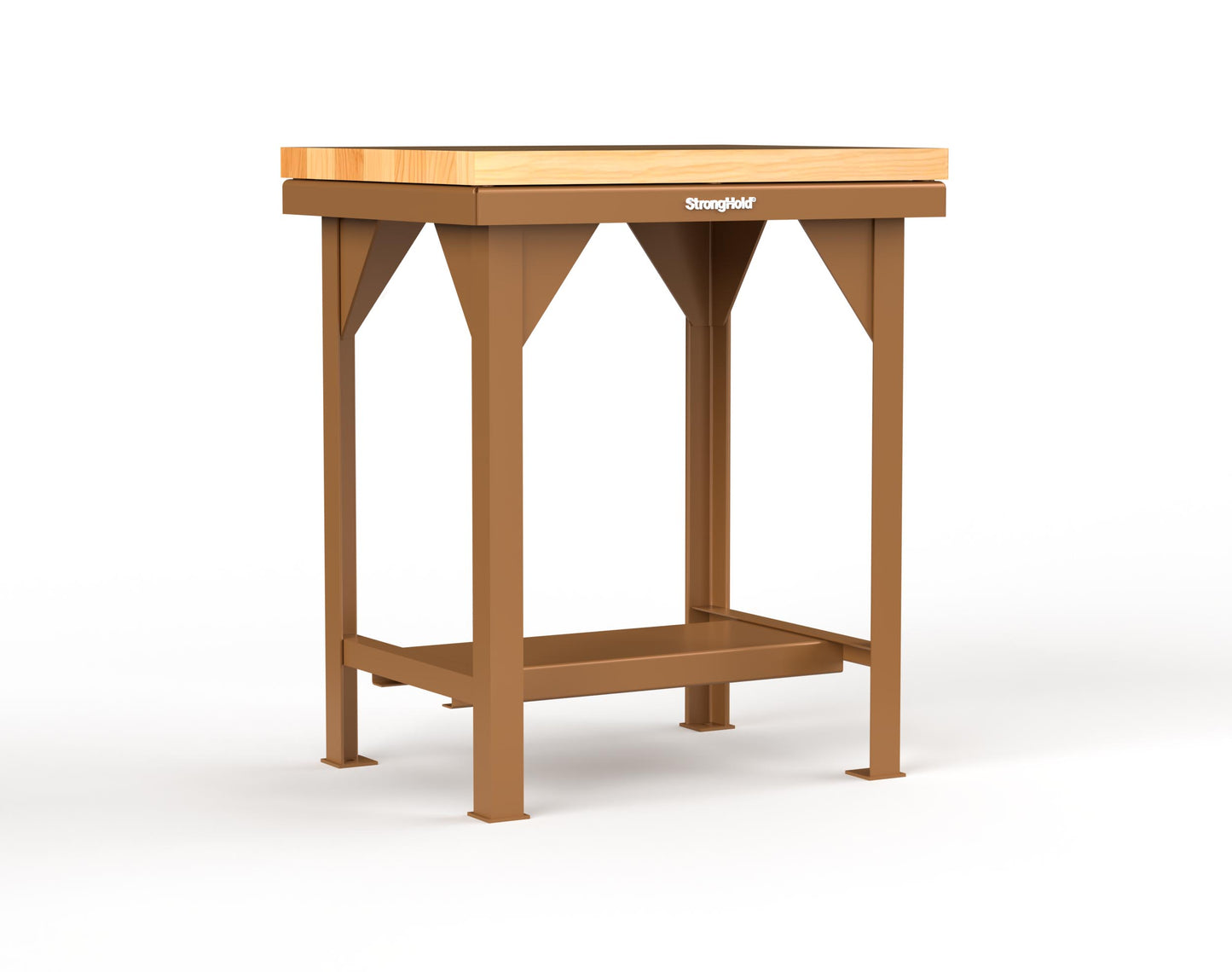 Extreme Duty 7 GA Shop Table with 1 3/4 in. Maple Top, 1 Shelf - 30 In. W x 24 In. D x 34 In. H - T3024-MT-8008