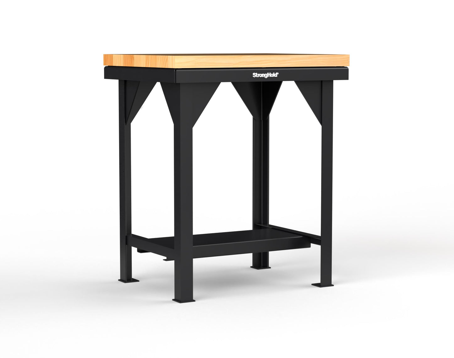 Extreme Duty 7 GA Shop Table with 1 3/4 in. Maple Top, 1 Shelf - 30 In. W x 24 In. D x 34 In. H - T3024-MT-9005