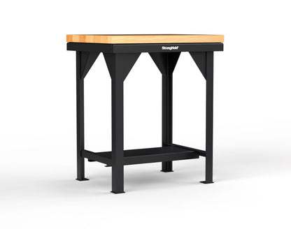Extreme Duty 7 GA Shop Table with 1 3/4 in. Maple Top, 1 Shelf - 30 In. W x 24 In. D x 34 In. H - T3024-MT-9005