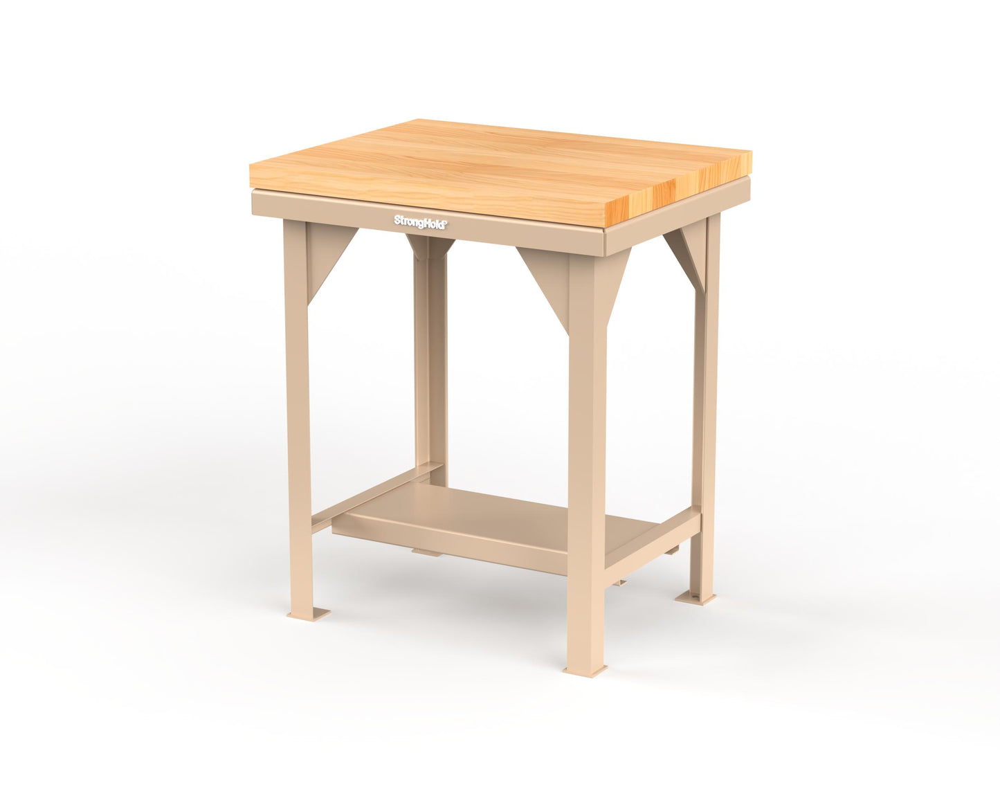 Extreme Duty 7 GA Shop Table with 1 3/4 in. Maple Top, 1 Shelf - 30 In. W x 24 In. D x 34 In. H - T3024-MT-1019