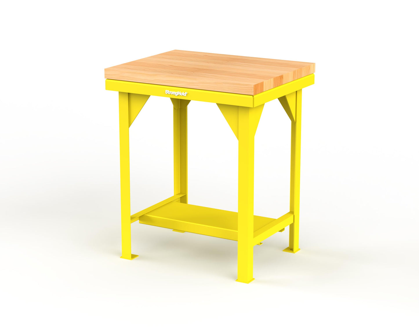 Extreme Duty 7 GA Shop Table with 1 3/4 in. Maple Top, 1 Shelf - 30 In. W x 24 In. D x 34 In. H - T3024-MT-1021