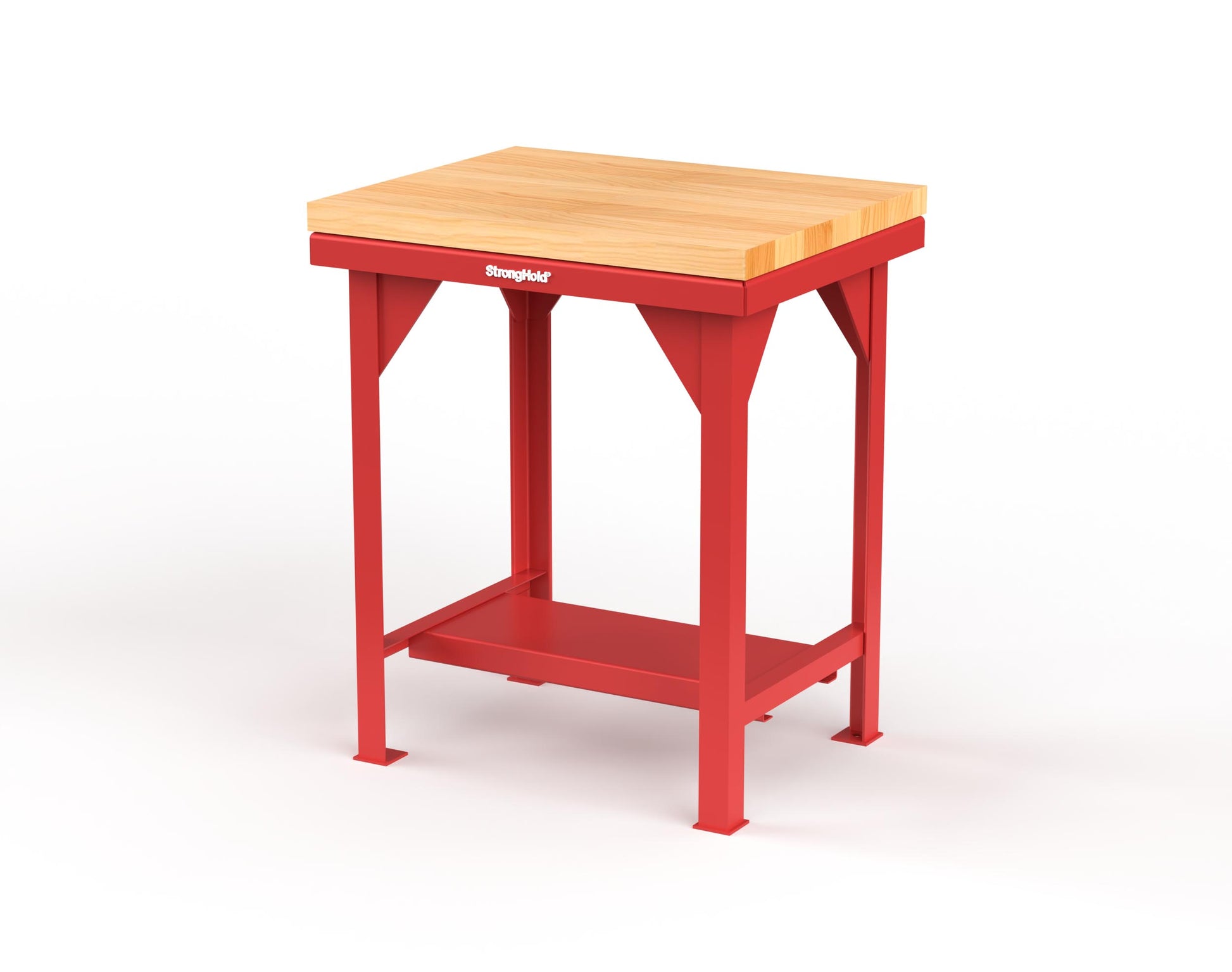 Extreme Duty 7 GA Shop Table with 1 3/4 in. Maple Top, 1 Shelf - 30 In. W x 24 In. D x 34 In. H - T3024-MT-3001