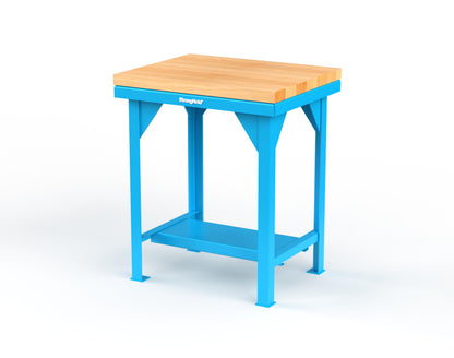 Extreme Duty 7 GA Shop Table with 1 3/4 in. Maple Top, 1 Shelf - 30 In. W x 24 In. D x 34 In. H - T3024-MT-5012