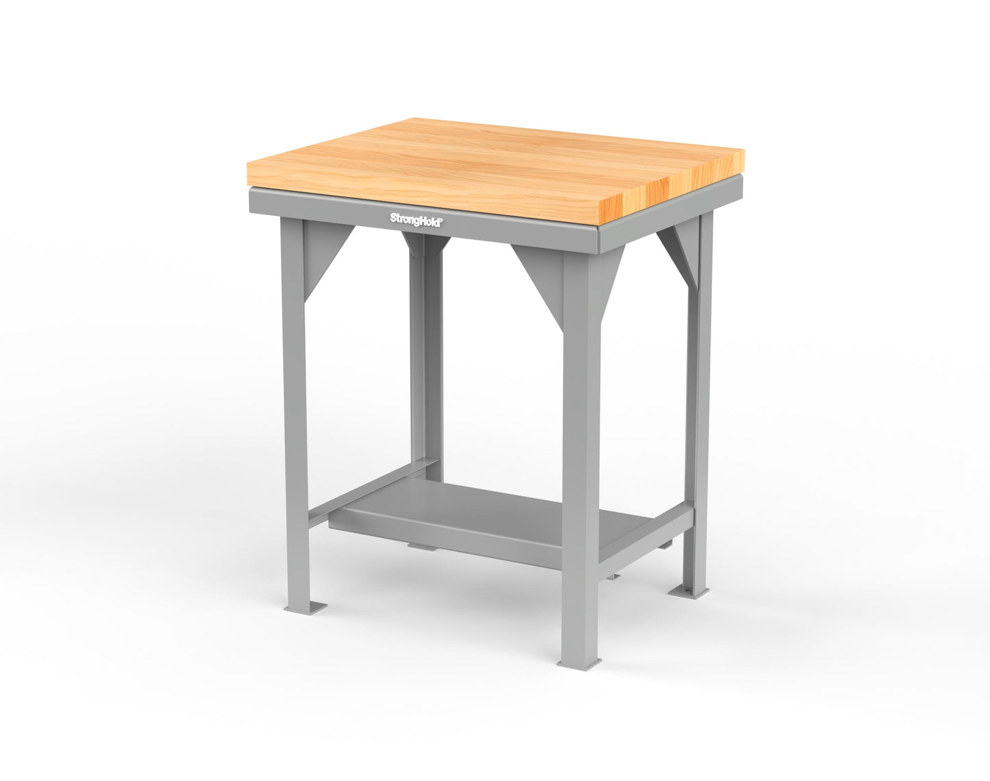 Extreme Duty 7 GA Shop Table with 1 3/4 in. Maple Top, 1 Shelf - 30 In. W x 24 In. D x 34 In. H - T3024-MT-7037