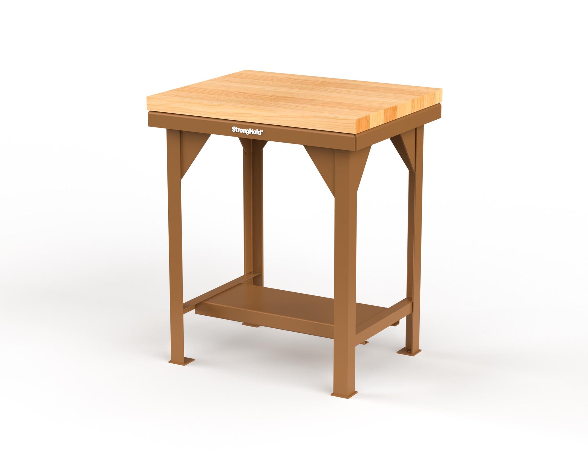 Extreme Duty 7 GA Shop Table with 1 3/4 in. Maple Top, 1 Shelf - 30 In. W x 24 In. D x 34 In. H - T3024-MT-8008