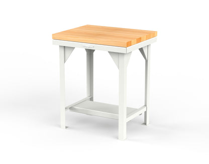 Extreme Duty 7 GA Shop Table with 1 3/4 in. Maple Top, 1 Shelf - 30 In. W x 24 In. D x 34 In. H - T3024-MT-9003