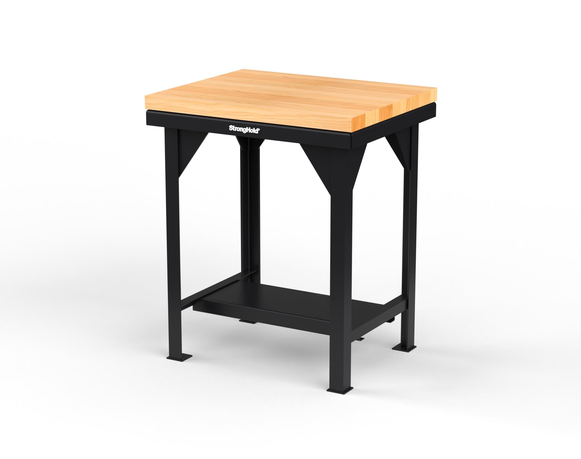Extreme Duty 7 GA Shop Table with 1 3/4 in. Maple Top, 1 Shelf - 30 In. W x 24 In. D x 34 In. H - T3024-MT-9005