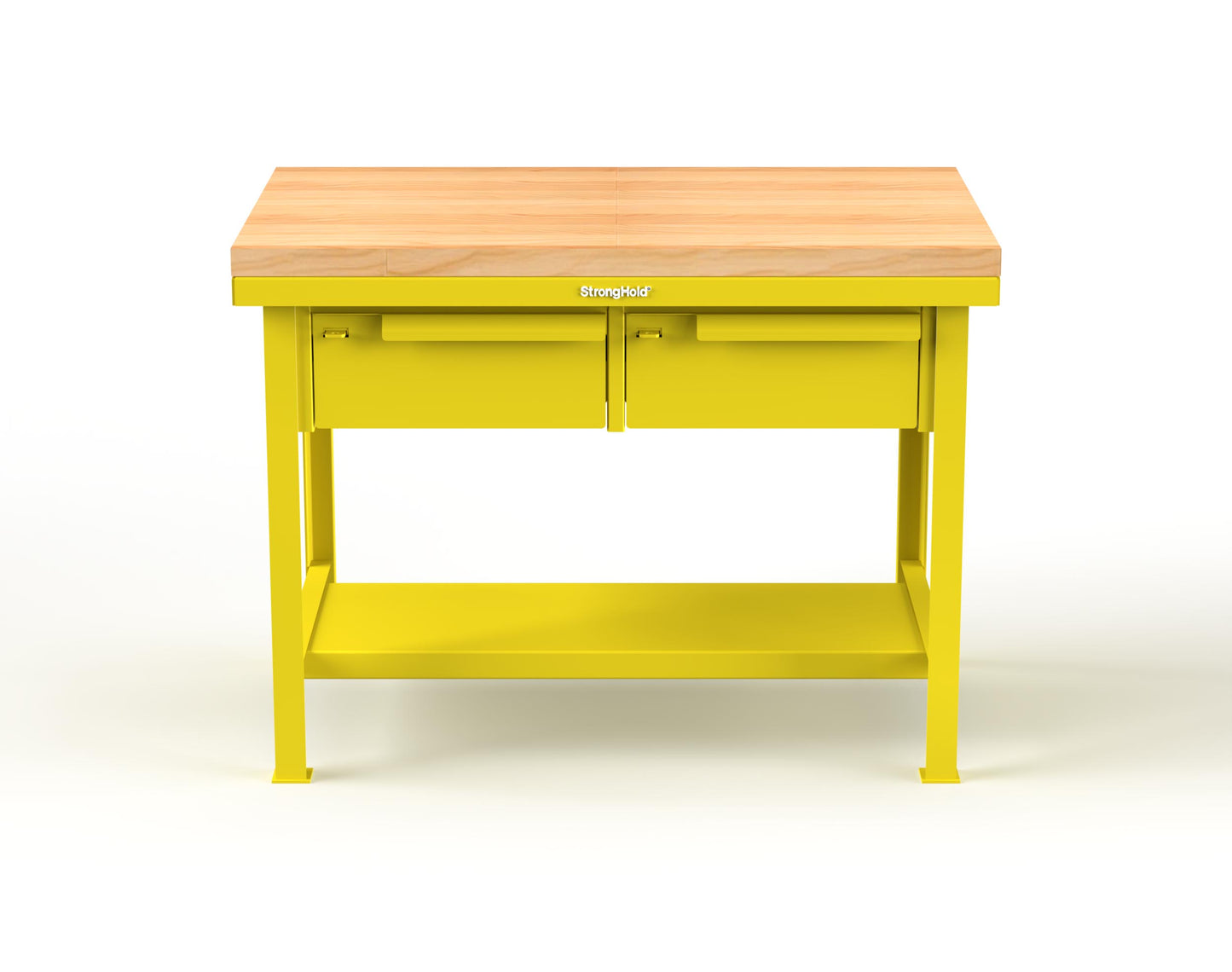 Extreme Duty 7 GA Shop Table with 1 3/4 in. Maple Top, 2 Drawers, 1 Shelf - 48 In. W x 30 In. D x 34 In. H - T4830-2DB-MT-1021
