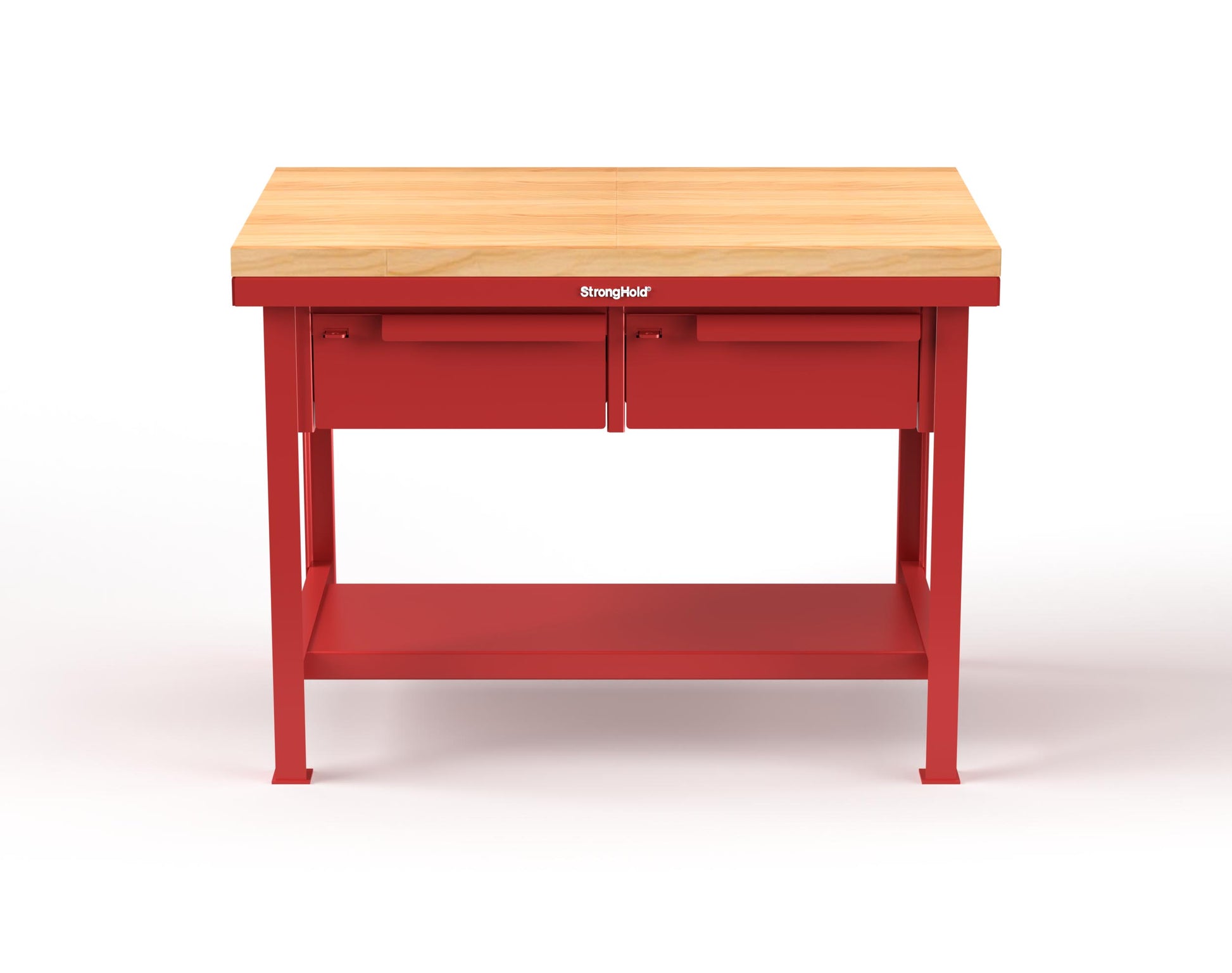 Extreme Duty 7 GA Shop Table with 1 3/4 in. Maple Top, 2 Drawers, 1 Shelf - 48 In. W x 30 In. D x 34 In. H - T4830-2DB-MT-3001