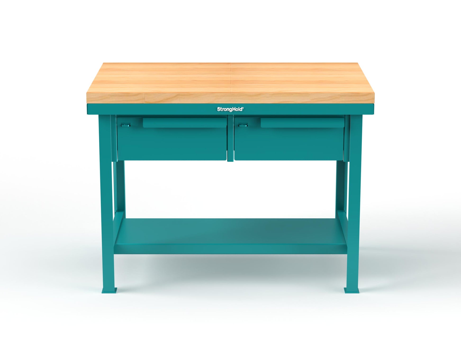 Extreme Duty 7 GA Shop Table with 1 3/4 in. Maple Top, 2 Drawers, 1 Shelf - 48 In. W x 30 In. D x 34 In. H - T4830-2DB-MT-5021