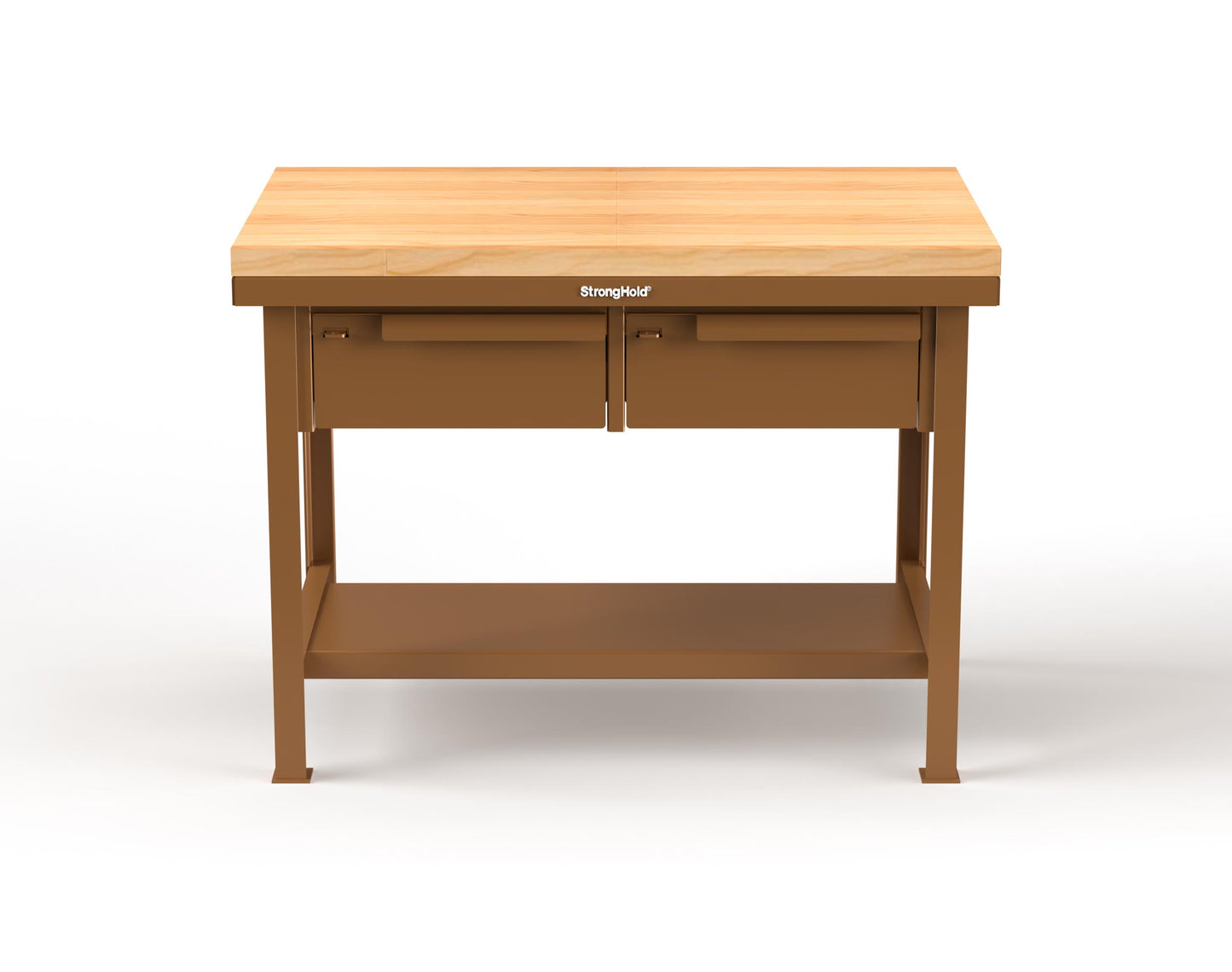 Extreme Duty 7 GA Shop Table with 1 3/4 in. Maple Top, 2 Drawers, 1 Shelf - 48 In. W x 30 In. D x 34 In. H - T4830-2DB-MT-8008