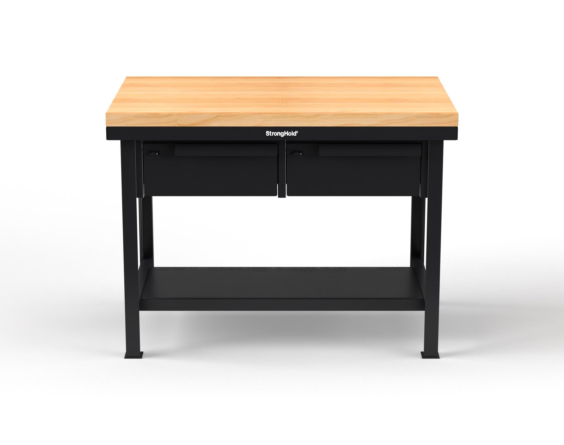 Extreme Duty 7 GA Shop Table with 1 3/4 in. Maple Top, 2 Drawers, 1 Shelf - 48 In. W x 30 In. D x 34 In. H - T4830-2DB-MT-9005