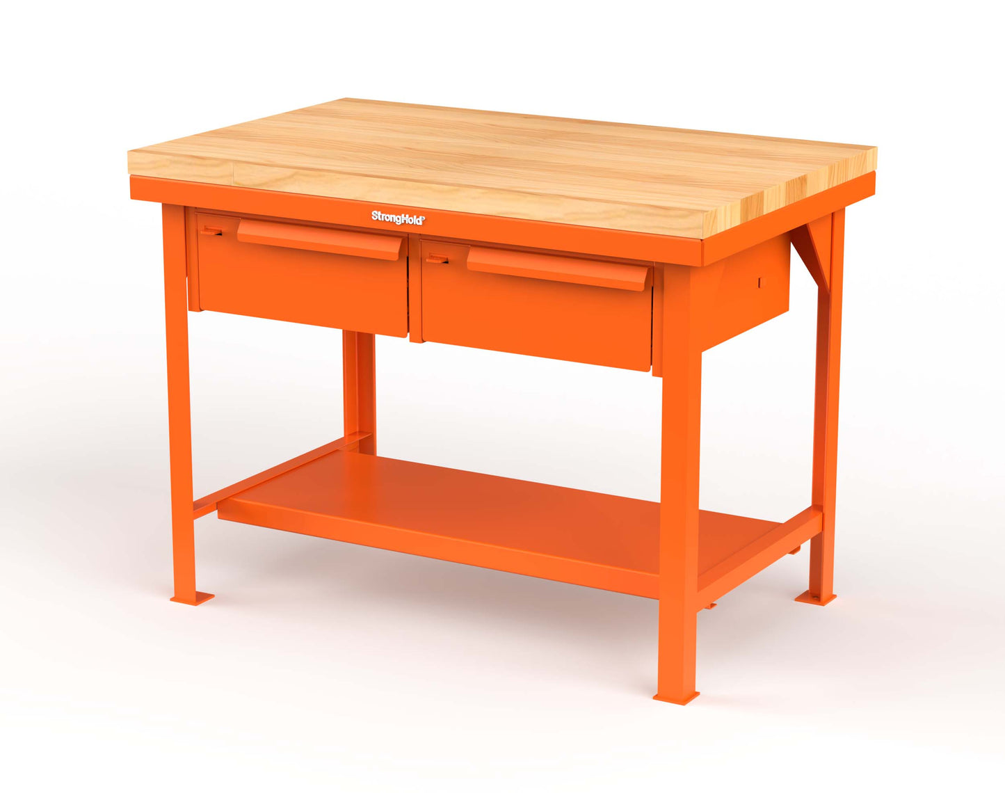 Extreme Duty 7 GA Shop Table with 1 3/4 in. Maple Top, 2 Drawers, 1 Shelf - 48 In. W x 30 In. D x 34 In. H - T4830-2DB-MT-2009