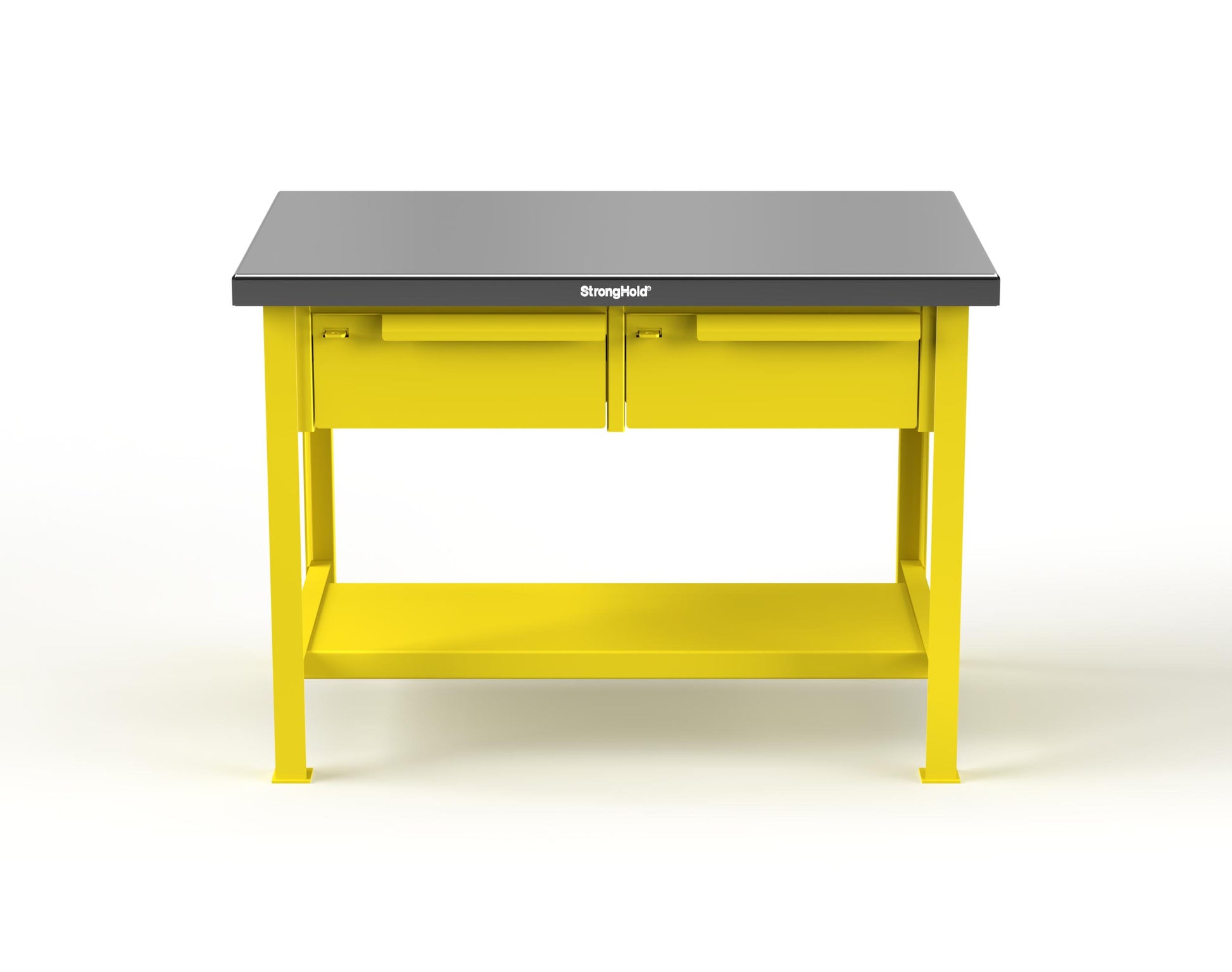 Extreme Duty 7 GA Shop Table with Stainless Steel Top, 2 Drawers, 1 Shelf - 48 In. W x 30 In. D x 34 In. H - T4830-2DB-SSTOP-1021
