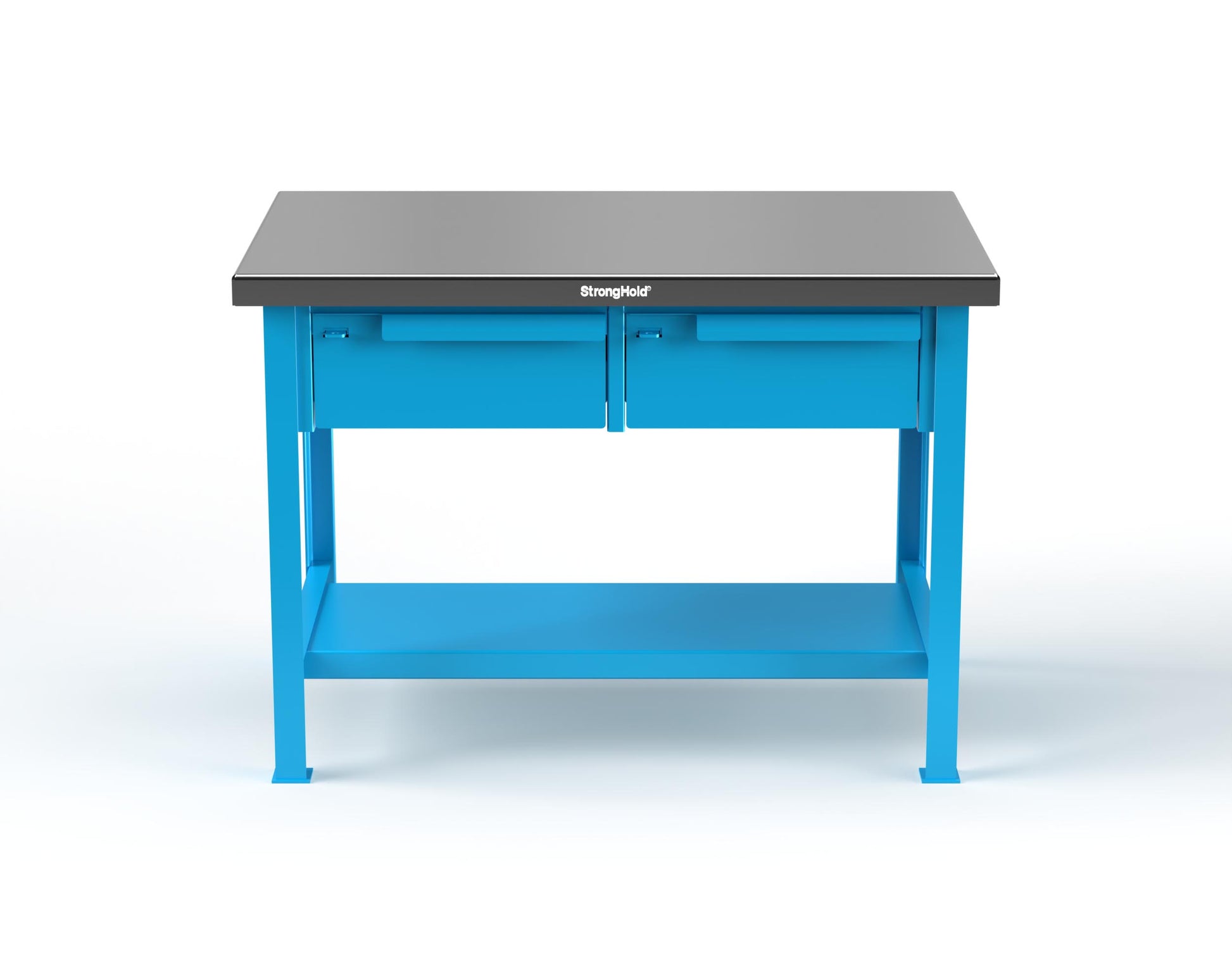 Extreme Duty 7 GA Shop Table with Stainless Steel Top, 2 Drawers, 1 Shelf - 48 In. W x 30 In. D x 34 In. H - T4830-2DB-SSTOP-5012