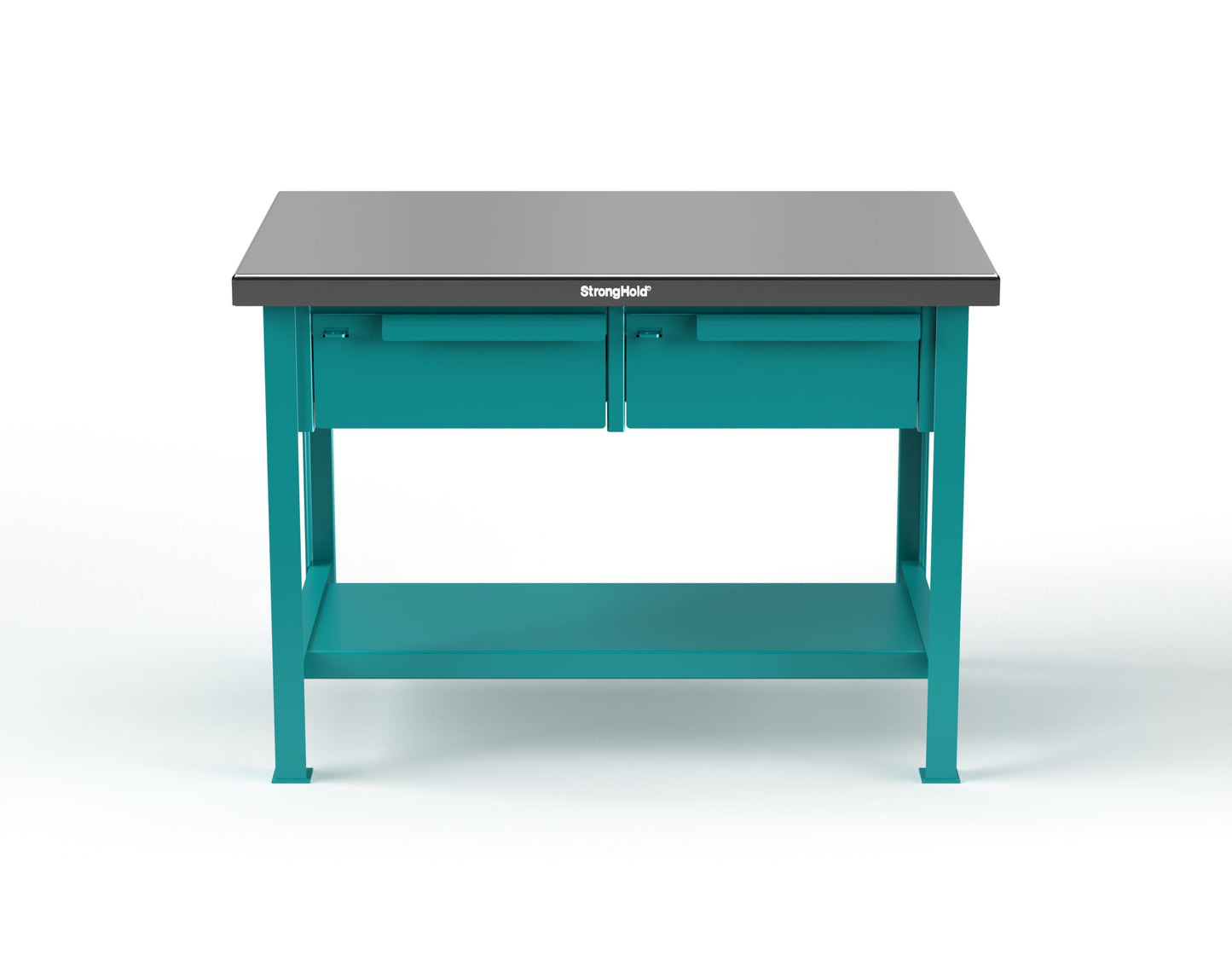 Extreme Duty 7 GA Shop Table with Stainless Steel Top, 2 Drawers, 1 Shelf - 48 In. W x 30 In. D x 34 In. H - T4830-2DB-SSTOP-5021