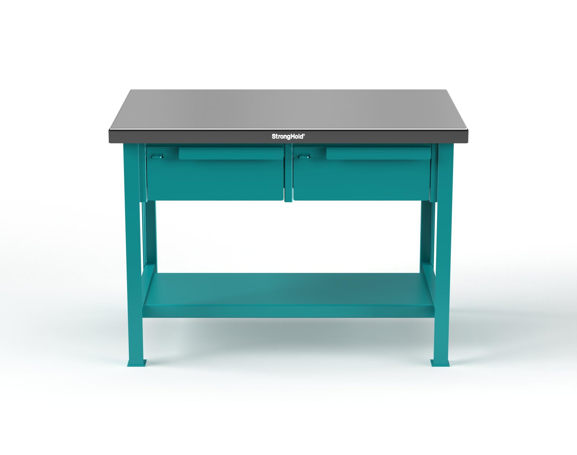 Extreme Duty 7 GA Shop Table with Stainless Steel Top, 2 Drawers, 1 Shelf - 48 In. W x 30 In. D x 34 In. H - T4830-2DB-SSTOP-5021