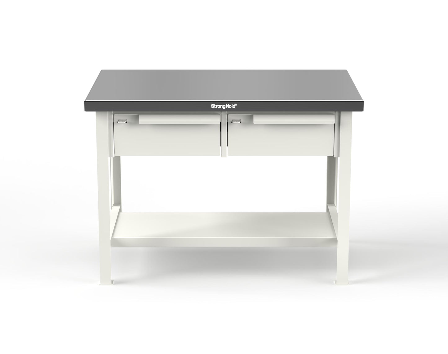 Extreme Duty 7 GA Shop Table with Stainless Steel Top, 2 Drawers, 1 Shelf - 48 In. W x 30 In. D x 34 In. H - T4830-2DB-SSTOP-9003