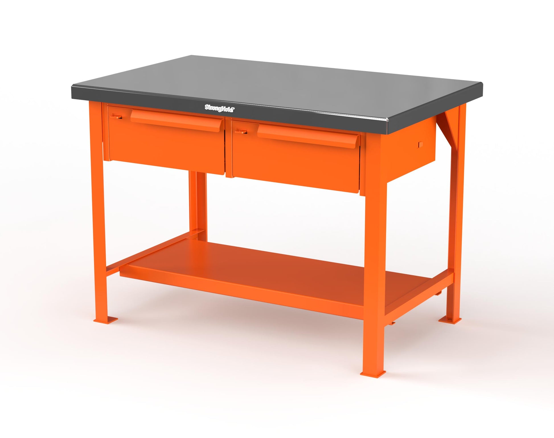 Extreme Duty 7 GA Shop Table with Stainless Steel Top, 2 Drawers, 1 Shelf - 48 In. W x 30 In. D x 34 In. H - T4830-2DB-SSTOP-2009