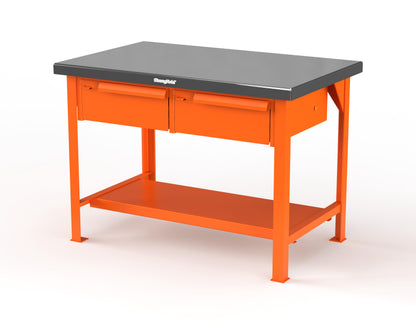Extreme Duty 7 GA Shop Table with Stainless Steel Top, 2 Drawers, 1 Shelf - 48 In. W x 30 In. D x 34 In. H - T4830-2DB-SSTOP-2009