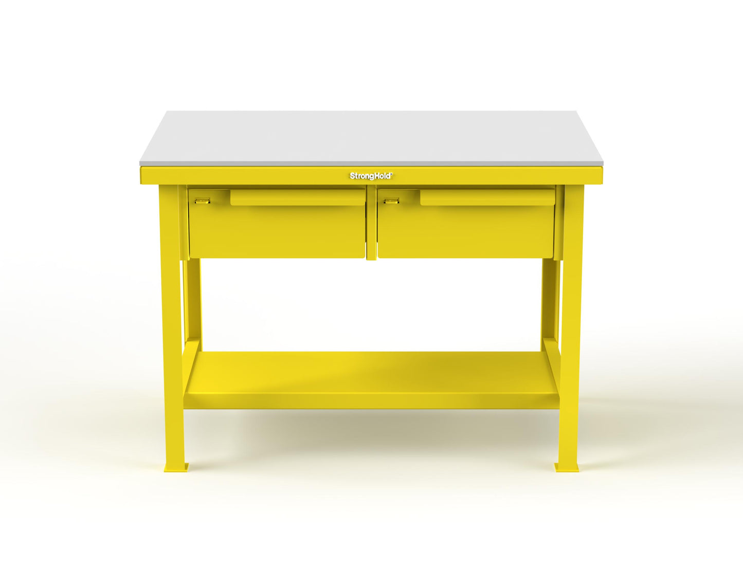Extreme Duty 7 GA Shop Table with UHMW Top, 2 Drawers, 1 Shelf - 48 In. W x 30 In. D x 34 In. H - T4830-2DB-UHMW-1021