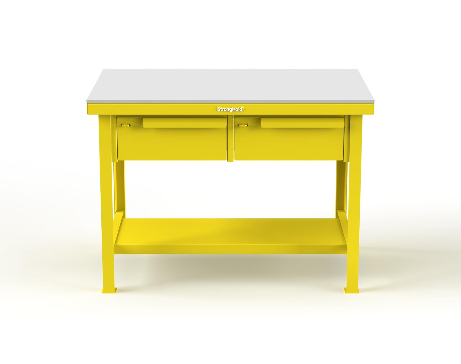 Extreme Duty 7 GA Shop Table with UHMW Top, 2 Drawers, 1 Shelf - 48 In. W x 30 In. D x 34 In. H - T4830-2DB-UHMW-1021