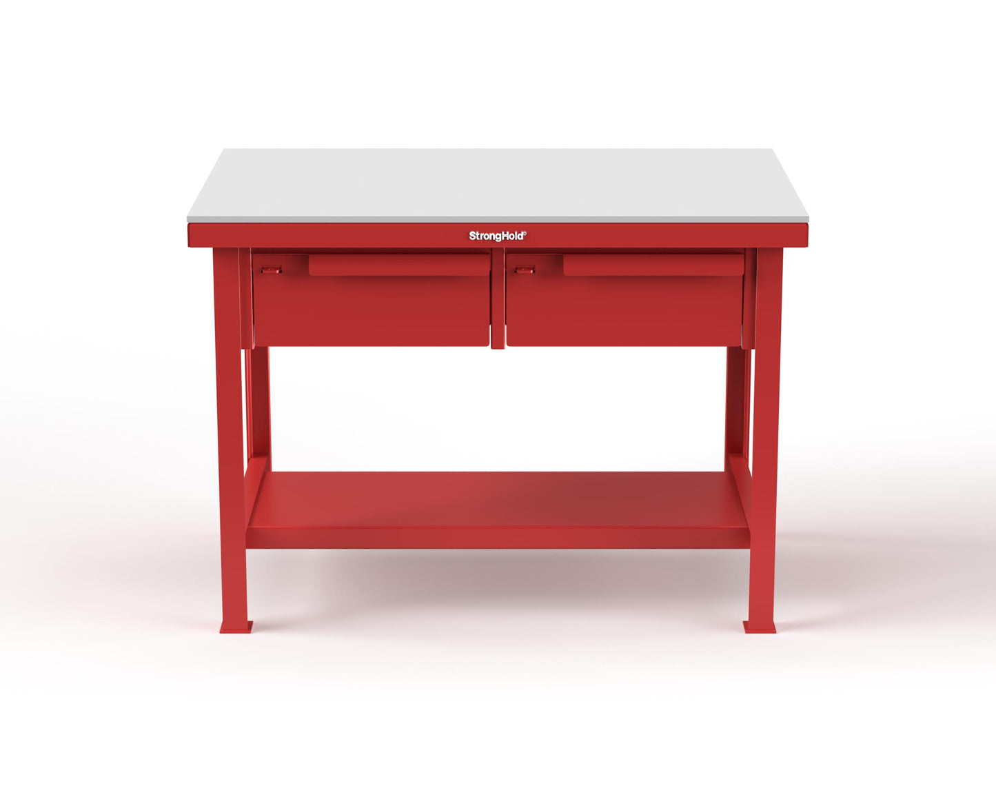 Extreme Duty 7 GA Shop Table with UHMW Top, 2 Drawers, 1 Shelf - 48 In. W x 30 In. D x 34 In. H - T4830-2DB-UHMW-3001