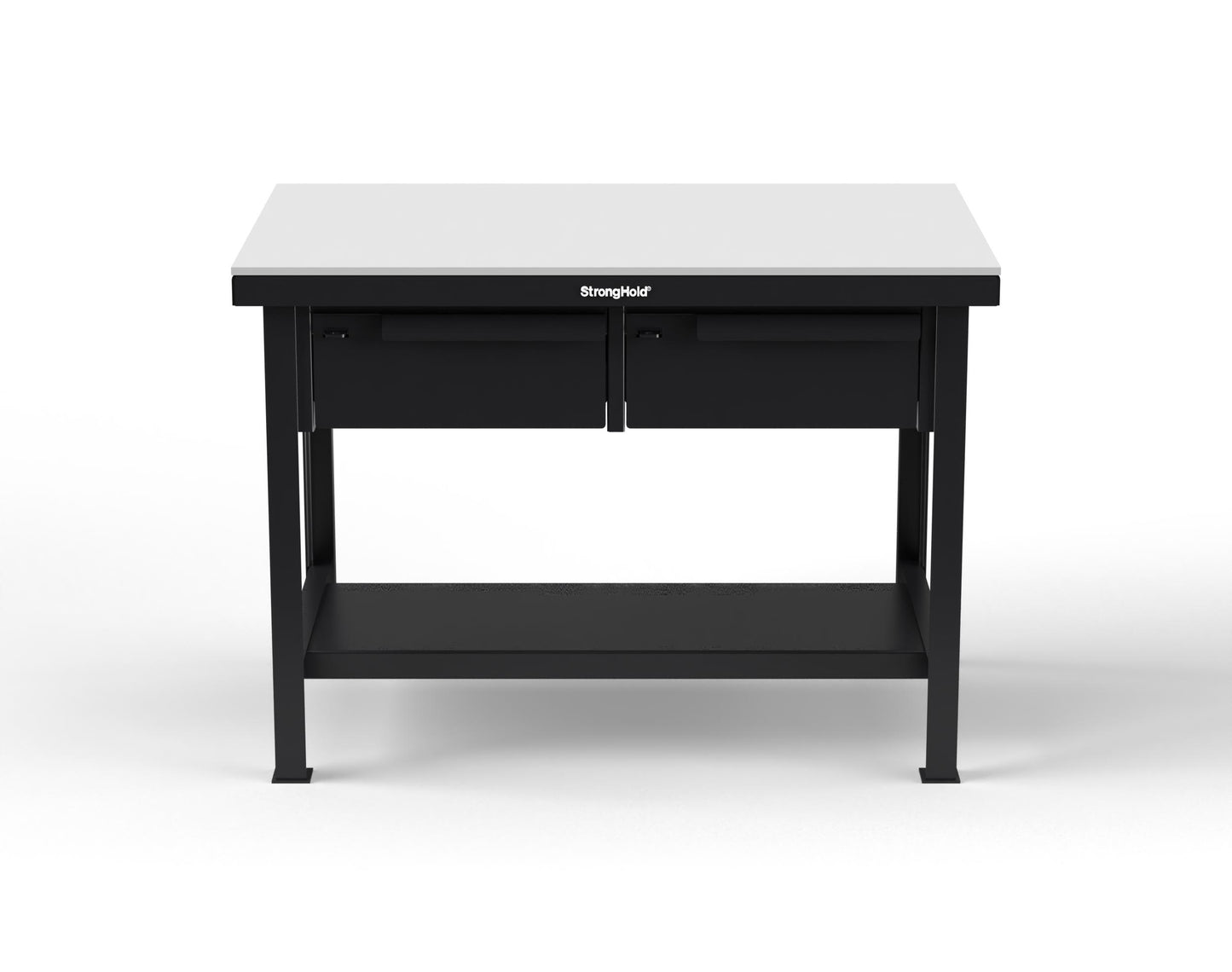Extreme Duty 7 GA Shop Table with UHMW Top, 2 Drawers, 1 Shelf - 48 In. W x 30 In. D x 34 In. H - T4830-2DB-UHMW-9005