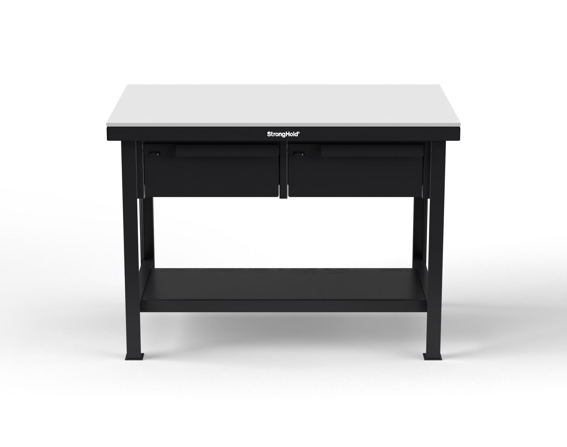 Extreme Duty 7 GA Shop Table with UHMW Top, 2 Drawers, 1 Shelf - 48 In. W x 30 In. D x 34 In. H - T4830-2DB-UHMW-9005
