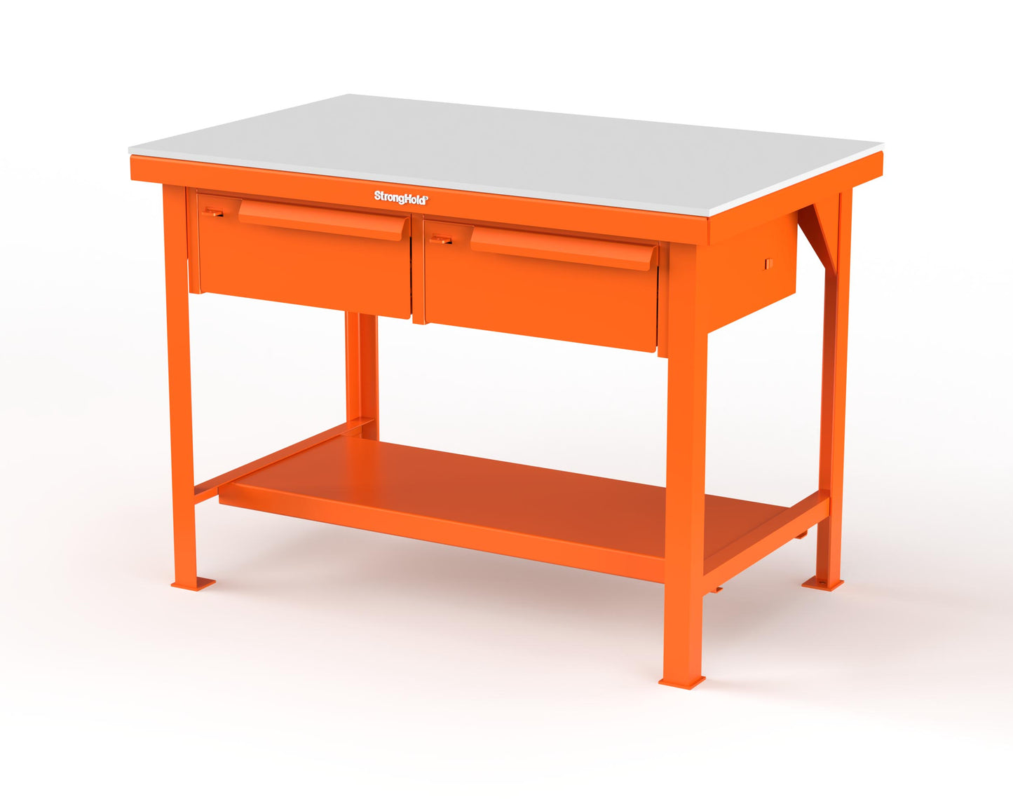Extreme Duty 7 GA Shop Table with UHMW Top, 2 Drawers, 1 Shelf - 48 In. W x 30 In. D x 34 In. H - T4830-2DB-UHMW-2009