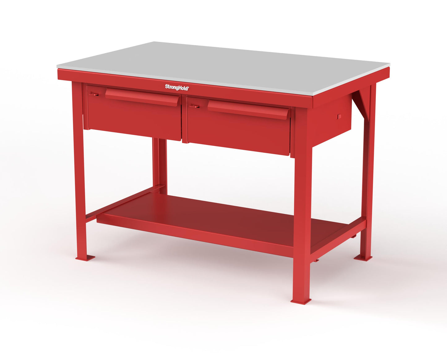 Extreme Duty 7 GA Shop Table with UHMW Top, 2 Drawers, 1 Shelf - 48 In. W x 30 In. D x 34 In. H - T4830-2DB-UHMW-3001