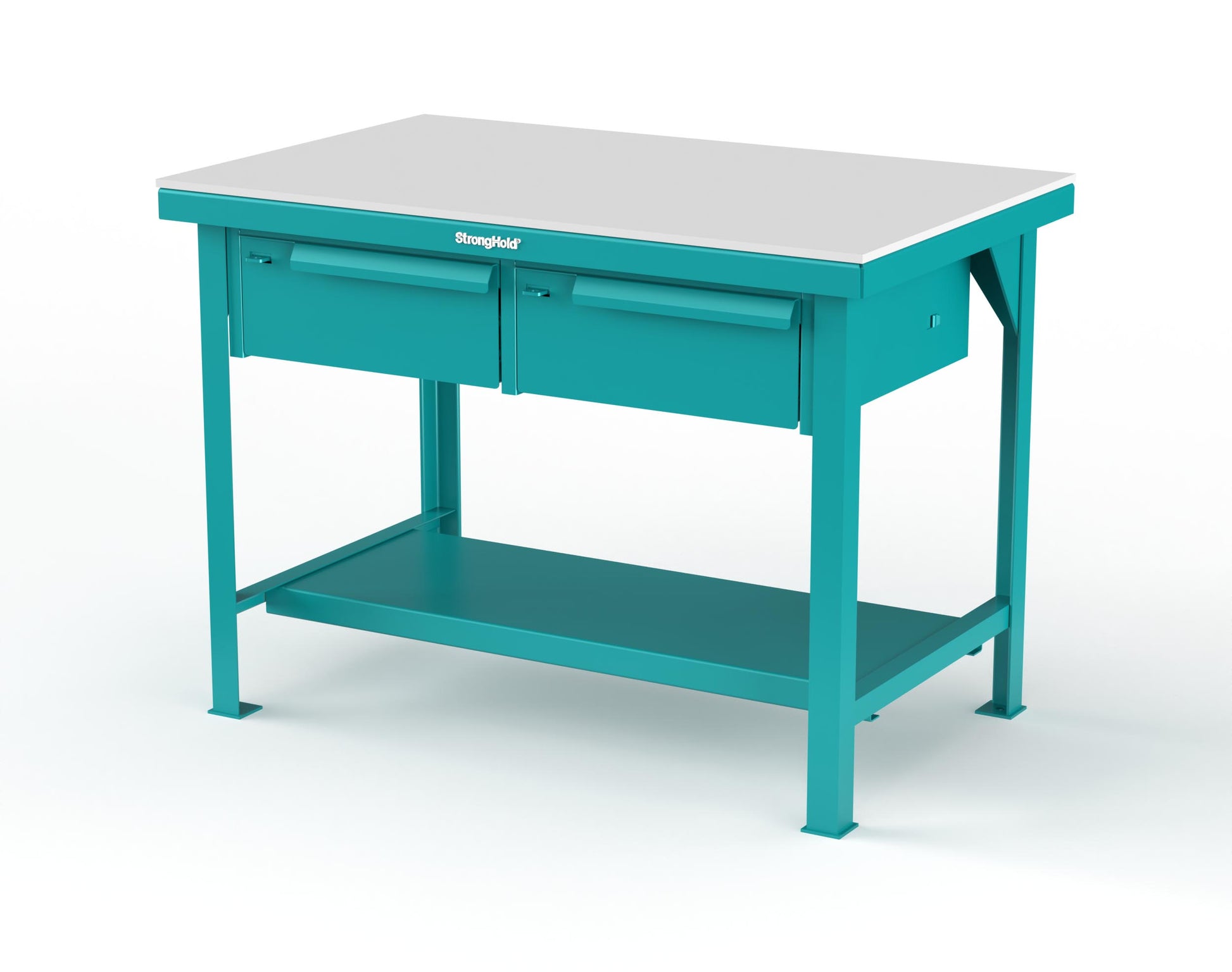 Extreme Duty 7 GA Shop Table with UHMW Top, 2 Drawers, 1 Shelf - 48 In. W x 30 In. D x 34 In. H - T4830-2DB-UHMW-5021