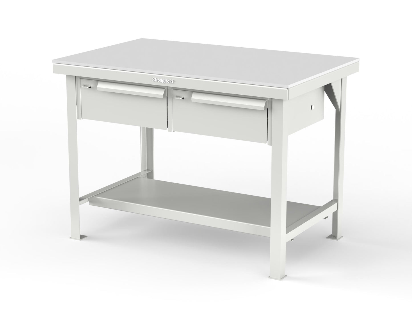 Extreme Duty 7 GA Shop Table with UHMW Top, 2 Drawers, 1 Shelf - 48 In. W x 30 In. D x 34 In. H - T4830-2DB-UHMW-9003