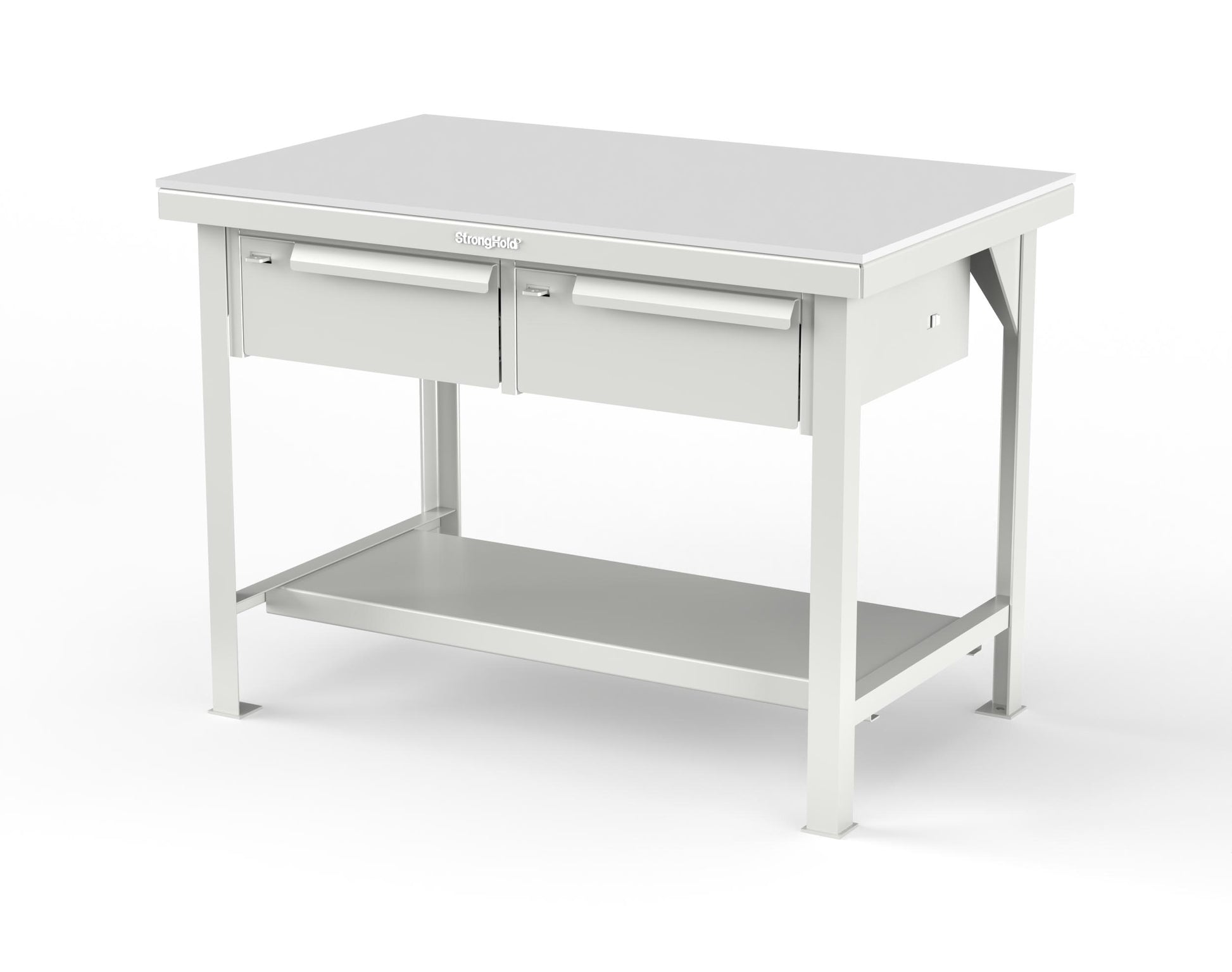 Extreme Duty 7 GA Shop Table with UHMW Top, 2 Drawers, 1 Shelf - 48 In. W x 30 In. D x 34 In. H - T4830-2DB-UHMW-9003