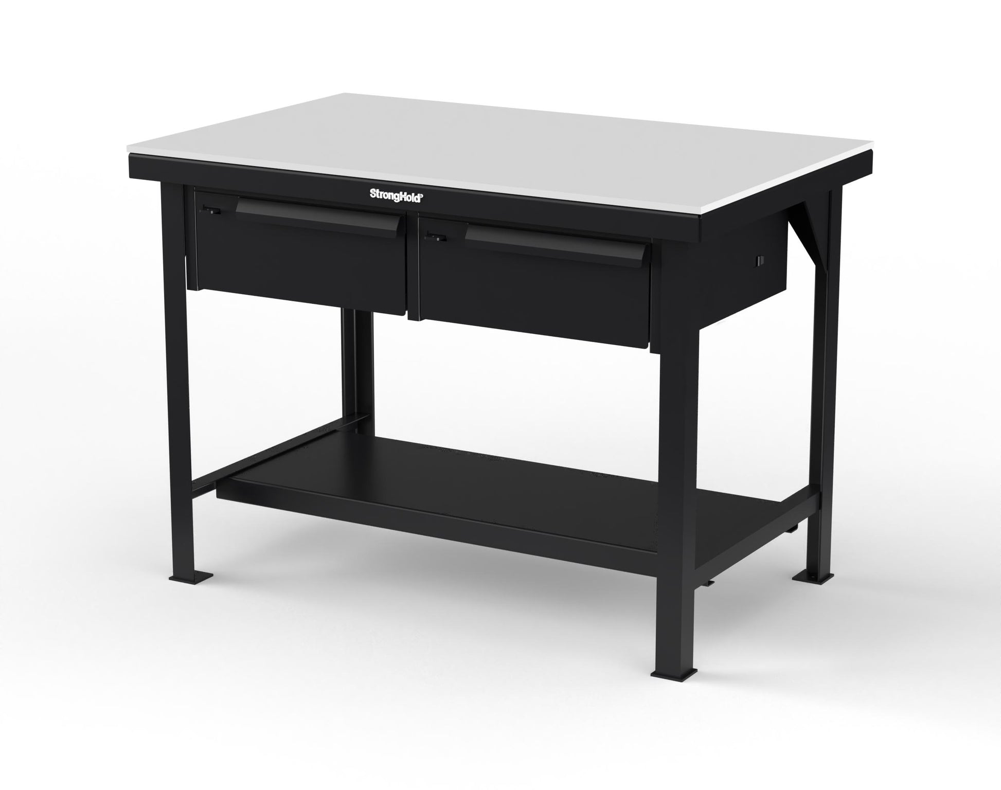 Extreme Duty 7 GA Shop Table with UHMW Top, 2 Drawers, 1 Shelf - 48 In. W x 30 In. D x 34 In. H - T4830-2DB-UHMW-9005