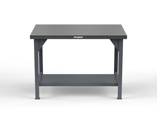 Extreme Duty 7 GA Shop Table with Stainless Steel Top, 1 Shelf - 48 In. W x 30 In. D x 34 In. H - T4830-SSTOP-7024