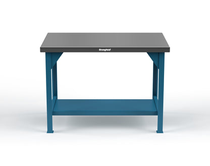 Extreme Duty 7 GA Shop Table with Stainless Steel Top, 1 Shelf - 48 In. W x 30 In. D x 34 In. H - T4830-SSTOP-5001