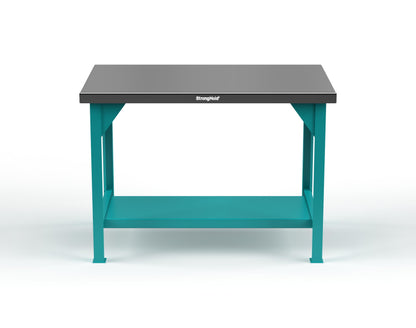 Extreme Duty 7 GA Shop Table with Stainless Steel Top, 1 Shelf - 48 In. W x 30 In. D x 34 In. H - T4830-SSTOP-5021