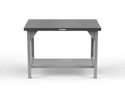 Extreme Duty 7 GA Shop Table with Stainless Steel Top, 1 Shelf - 48 In. W x 30 In. D x 34 In. H - T4830-SSTOP-7037