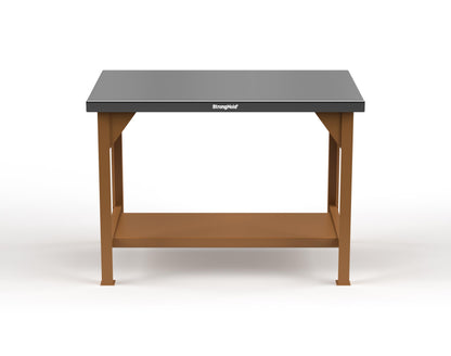 Extreme Duty 7 GA Shop Table with Stainless Steel Top, 1 Shelf - 48 In. W x 30 In. D x 34 In. H - T4830-SSTOP-8008