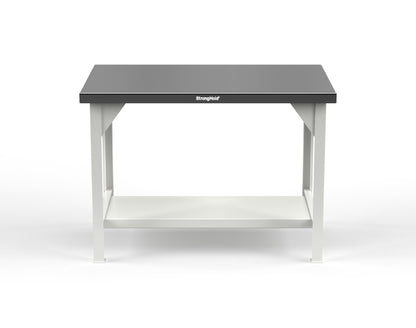 Extreme Duty 7 GA Shop Table with Stainless Steel Top, 1 Shelf - 48 In. W x 30 In. D x 34 In. H - T4830-SSTOP-9003