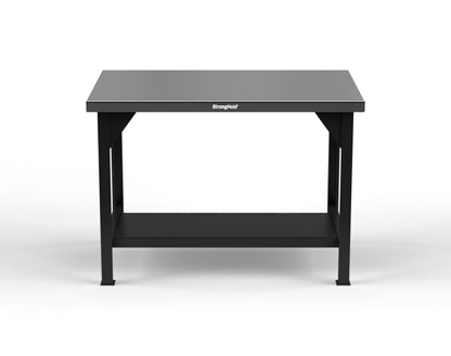 Extreme Duty 7 GA Shop Table with Stainless Steel Top, 1 Shelf - 48 In. W x 30 In. D x 34 In. H - T4830-SSTOP-9005
