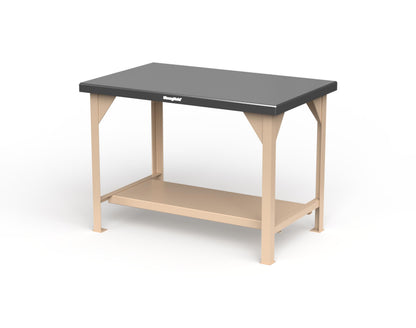 Extreme Duty 7 GA Shop Table with Stainless Steel Top, 1 Shelf - 48 In. W x 30 In. D x 34 In. H - T4830-SSTOP-1019
