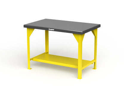 Extreme Duty 7 GA Shop Table with Stainless Steel Top, 1 Shelf - 48 In. W x 30 In. D x 34 In. H - T4830-SSTOP-1021
