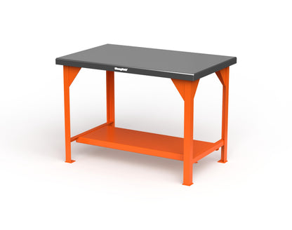 Extreme Duty 7 GA Shop Table with Stainless Steel Top, 1 Shelf - 48 In. W x 30 In. D x 34 In. H - T4830-SSTOP-2009