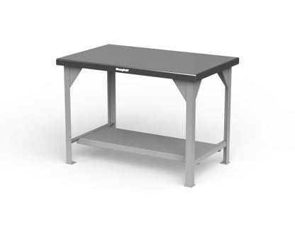 Extreme Duty 7 GA Shop Table with Stainless Steel Top, 1 Shelf - 48 In. W x 30 In. D x 34 In. H - T4830-SSTOP-7037