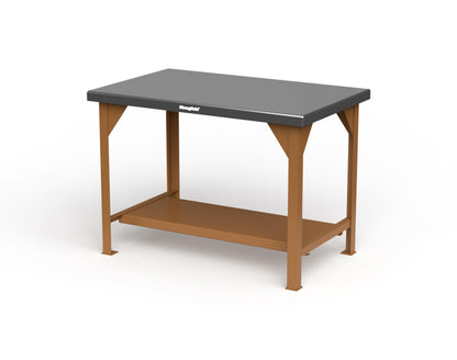 Extreme Duty 7 GA Shop Table with Stainless Steel Top, 1 Shelf - 48 In. W x 30 In. D x 34 In. H - T4830-SSTOP-8008